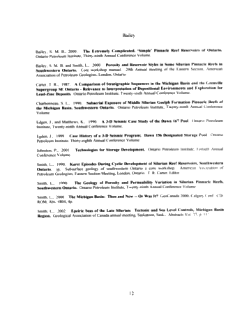 The Geological Implications of Some 3-D 'Fishnet' Seismic Images of Guelph Pinnacle Reefs in Ontario: A Different Perspective on Their Growth, Destruction and Complexity Page 12