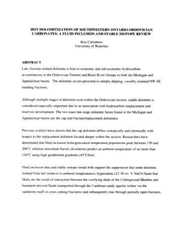 Hot Dolomitization of Southwestern Ontario Ordovician Carbonates: A Fluid Inclusion and Stable Isotope Review Page 1