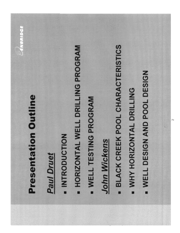 Horizontal Drilling in the Black Creek Storage Pool; A Success Story Page 2