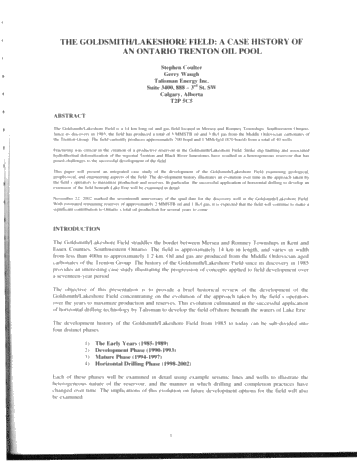 The Goldsmith/Lakeshore Field: A Case History of an Ontario Trenton Oil Pool Page 1