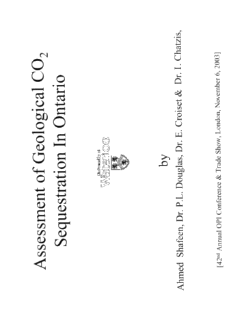 Assessment of Geological CO2 Sequestration in Ontario Page 1