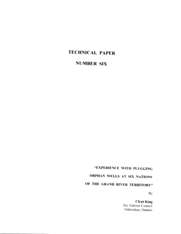 Experience With Plugging Orphan Wells at Six Nations of the Grand River Territory Page 1