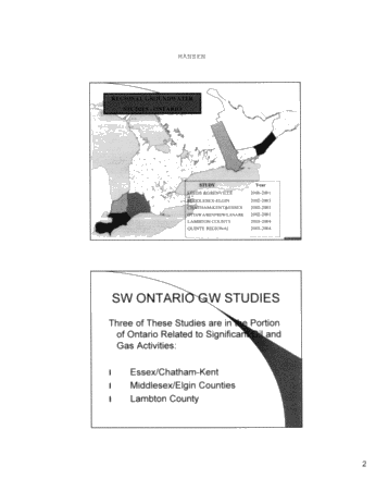 Southwestern Ontario Regional Groundwater Evaluations Page 2