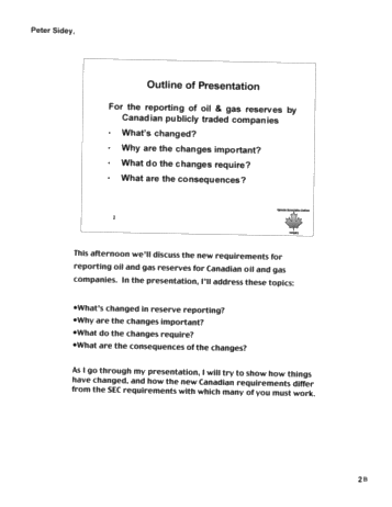 New Reserve Reporting Requirements for Canadian Oil and Gas Companies Page 2