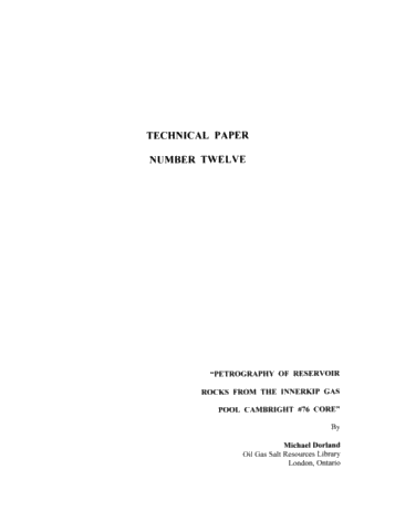 Petrography of Reservoir Rocks From the Innerkip Gas Pool Cambright #76 Core Page 1