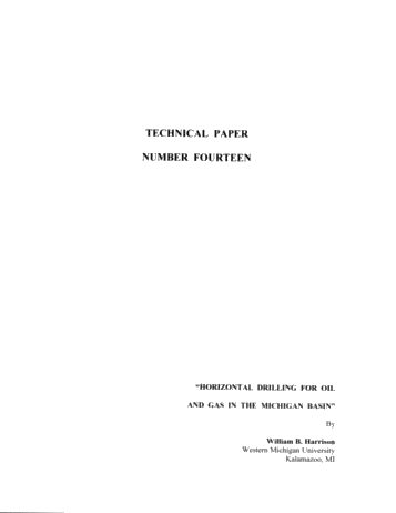 Horizontal Drilling for Oil and Gas in the Michigan Basin Page 1