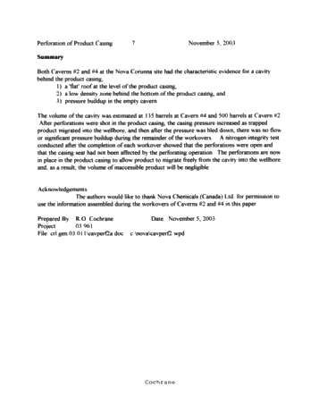 Symposium - Perforation of Product Casing for the Recovery of Product Trapped in the Roof of a Salt Cavern Page 7