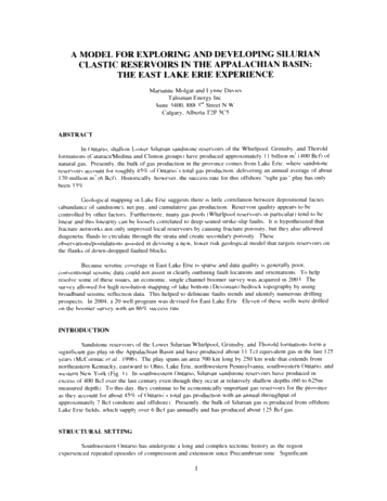 A Model for Exploring and Developing Silurian Clastic Reservoirs in the Appalachian Basin: The East Lake Experience. Page 1