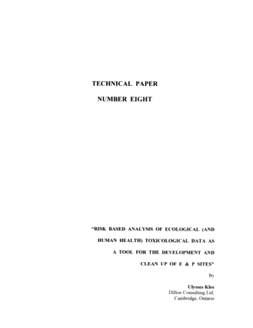 Risk Based Analysis of Ecological and Human Health Toxicological Data as a  Tool for the Development and Clean Up of E and P Sites. Page 1