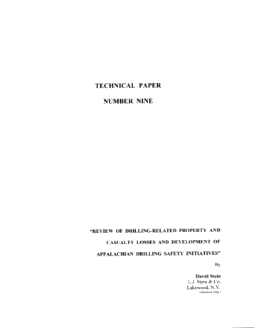 Review of Drilling-Related Property and Casualty Losses and Development of Appalachian Drilling Safety Initiatives Page 1