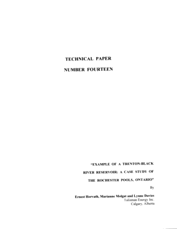Example of a Trenton-Black River Reservoir A Caser Study of the Rochester Pools, Ontario Page 1