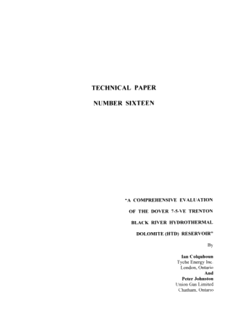 A Comprehensive Evaluation of the Dover 7-5-VE Trenton Black River Hydrothermal Dolomite (HTD) Reservoir Page 1