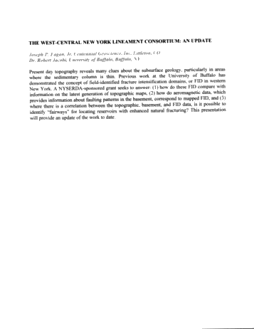 The West-Central New York Lineament Consortium an Update Page 1