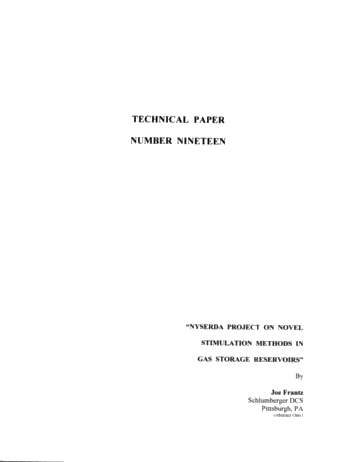 NYSERDA Project on Novel Stimulation Methods in Gas Storage Reservoirs Page 1