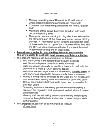 An Update on Working in Ontario's Oil and Gas Industry With Respect to Regulation and Staffing of the PRC Page 2