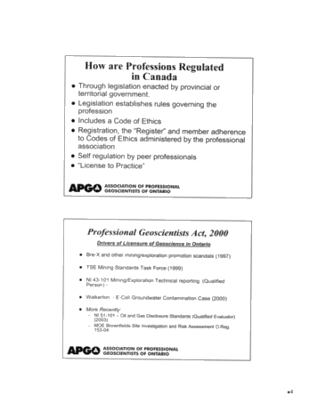 Professional Geoscience in Ontario - An Update From APGO Page 4