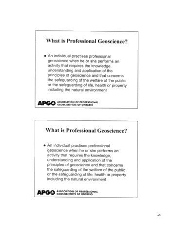 Professional Geoscience in Ontario - An Update From APGO Page 6