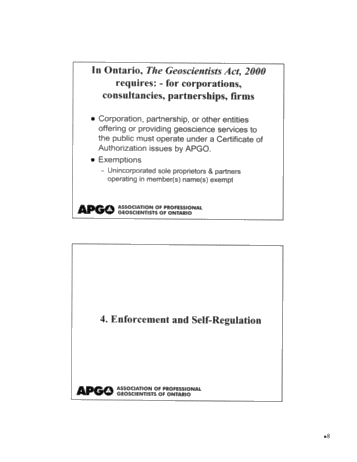 Professional Geoscience in Ontario - An Update From APGO Page 8