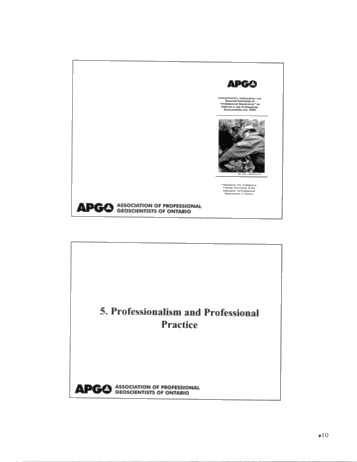 Professional Geoscience in Ontario - An Update From APGO Page 10