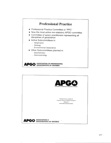 Professional Geoscience in Ontario - An Update From APGO Page 11
