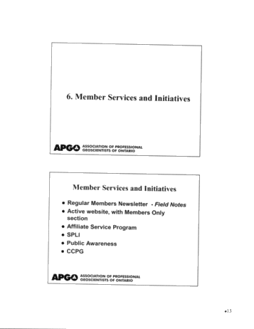 Professional Geoscience in Ontario - An Update From APGO Page 12