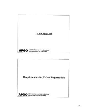 Professional Geoscience in Ontario - An Update From APGO Page 15