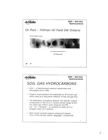 Soil Gas Hydrocarbon - SGH Analysis: A Forensic Approach Defines Organic Petroleum Signatures Used For Predictive Geochemistry in Exploration For Buried Gas and Oil Targets Page 2
