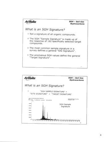 Soil Gas Hydrocarbon - SGH Analysis: A Forensic Approach Defines Organic Petroleum Signatures Used For Predictive Geochemistry in Exploration For Buried Gas and Oil Targets Page 9