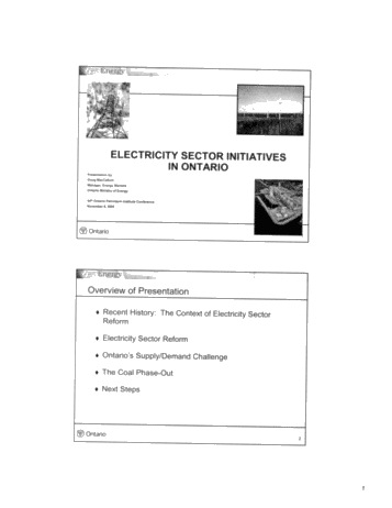 Luncheon Address - Electricity Sector Initiatives in Ontario Page 1