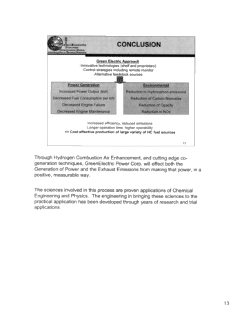 Green Power Generation Using Innovative Technologies and Alternative Feedstock Page 12