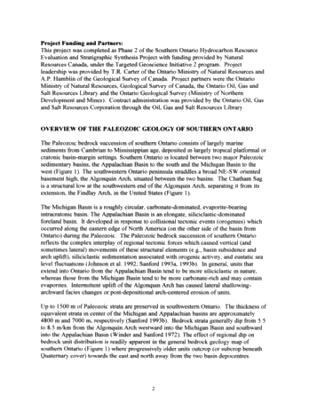 Regional Stratigraphic Synthesis for the Paleozoic of Southern Ontario: An Updated Framework for Ontario's Oil and Gas Industry Page 2