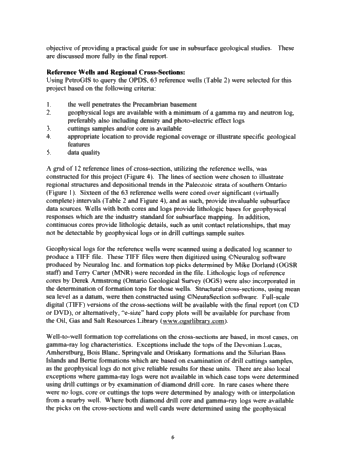 Regional Stratigraphic Synthesis for the Paleozoic of Southern Ontario: An Updated Framework for Ontario's Oil and Gas Industry Page 6