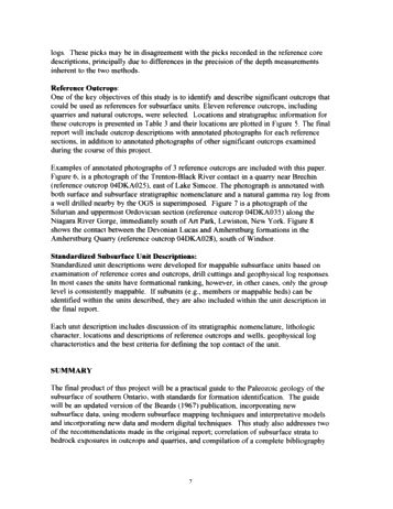Regional Stratigraphic Synthesis for the Paleozoic of Southern Ontario: An Updated Framework for Ontario's Oil and Gas Industry Page 7