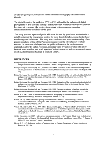 Regional Stratigraphic Synthesis for the Paleozoic of Southern Ontario: An Updated Framework for Ontario's Oil and Gas Industry Page 8