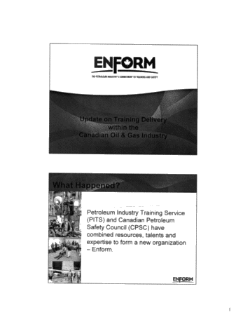 An Update on Training Delivery Within the Canadian Oil and Gas Industry Page 1