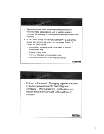An Update on Training Delivery Within the Canadian Oil and Gas Industry Page 2
