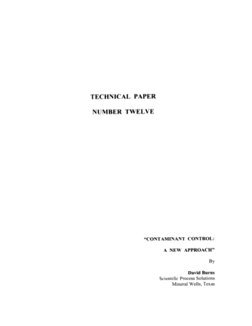 Contaminant Control: A New Approach Page 1
