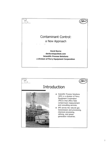 Contaminant Control: A New Approach Page 1