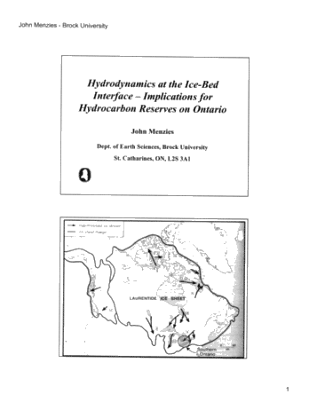 Hydrodynamics at the Ice-Bed Interface - Implications for Hydrocarbon Reserves on Ontario Page 1