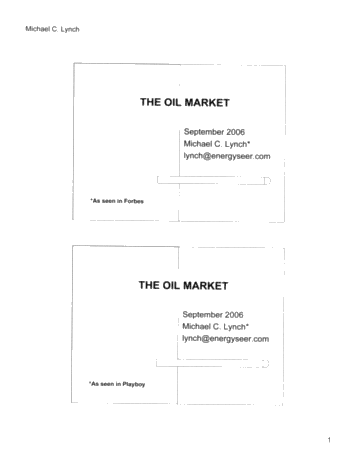 Welcome to the Oil Market Roller Coaster Page 1