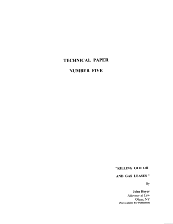 Killing Old Oil and Gas Leases Page 1