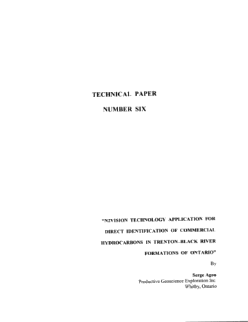 N2Vision Technology Application for Direct Identification of Commerical Hydrocarbons in Trenton-Black River Formations of Ontairo Page 1