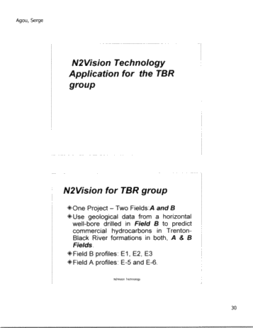N2Vision Technology Application for Direct Identification of Commerical Hydrocarbons in Trenton-Black River Formations of Ontairo Page 30