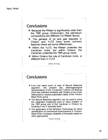 N2Vision Technology Application for Direct Identification of Commerical Hydrocarbons in Trenton-Black River Formations of Ontairo Page 36