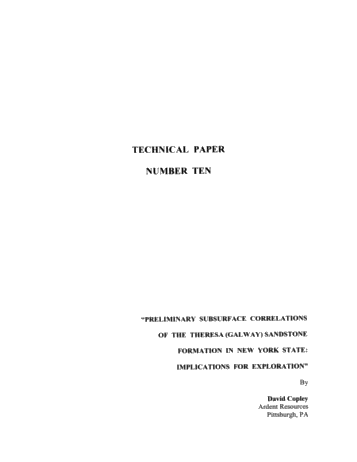 Preliminary Subsurface Correlations of the Theresa (Galway) Sandstone Formation in New York State: Implications for Exploration Page 1