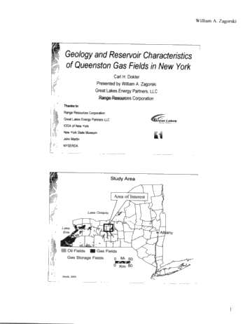 Geology and Reservoir Characteristics of Queenston Gas Fields in New York Page 1