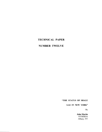 The Status of Shale Gas in New York Page 1