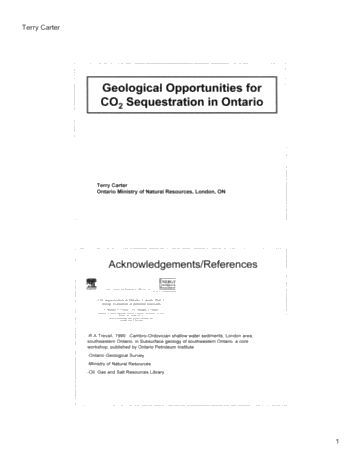 Geological Opportunities for CO2 Sequestration in Ontario Page 1
