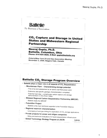 CO2 Capture and Storage in United States and Mid-Western Regional Partnership Page 1