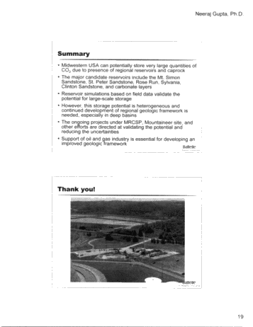 CO2 Capture and Storage in United States and Mid-Western Regional Partnership Page 19
